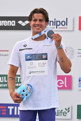 IPA86115125 - PONTI Noe wins the silver medal in the men s 100-meter butterfly on the first day of the 62nd Settecolli International Swimming Trophy at the Foro Italico in Rome on June 26, 2026.  Copyright: xDomenicoxCippitelli IPAxSportx xx 86115125