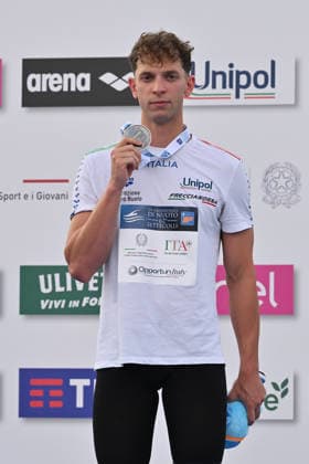 IPA86115094 - Ludovico Blu Art VIBERTI wins the silver medal in the men s 50-meter breaststroke on the first day of the 62nd Settecolli International Swimming Trophy at the Foro Italico in Rome on June 26, 2026.  Copyright: xDomenicoxCippitelli IPAxSportx xx 86115094