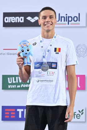 IPA86115103 - David Popovici won the silver medal in the men s 50-meter freestyle on the first day of the 62nd Settecolli International Swimming Trophy at the Foro Italico in Rome on June 26, 2026.  Copyright: xDomenicoxCippitelli IPAxSportx xx 86115103