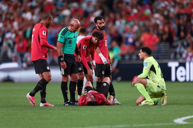 Egypt v Iran - FIFA World Cup, WM, Weltmeisterschaft, Fussball 2026 - Group G SEATTLE, USA - JUNE 26: Yasser Ibrahim (2) of Egypt falls down during the 2026 FIFA World Cup First Stage Group G match between Egypt and IR Iran at Lumen Field (Seattle Stadium) in Seattle, Washington, United States on June 26, 2026. Samah Zidan Anadolu Washington United States. Editorial use only. Please get in touch for any other usage.  Copyright: x2026xAnadoluxSamahxZidanx