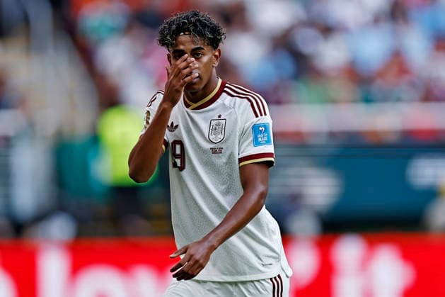 RECORD DATE NOT STATED 26th June 2026; Guadalajara Stadium, Guadalajara, Mexico; FIFA World Cup, WM, Weltmeisterschaft, Fussball Football, Uruguay versus Spain; Lamine Yamal of Spain looks on HeulerxAndrey DiaEsportivo