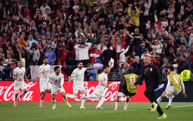 (260627) -- SEATTLE, June 27, 2026 -- Players of Iran celebrate a goal by Shoja Khalilzadeh (5th L) that is later disallowed during the group G match between Egypt and Iran at the 2026 FIFA World Cup, WM, Weltmeisterschaft, Fussball at Seattle Stadium in Seattle, the United States, June 26, 2026. ) (SP)U.S.-SEATTLE-FOOTBALL-FIFA WORLD CUP-GROUP G-EGY VS IRN PengxZiyang 