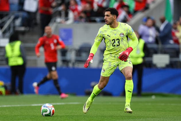 SEATTLE, WA - JUNE 26: Goalkeeper Mostafa Shoubir 23 of Egypt looks on during the FIFA World Cup, WM, Weltmeisterschaft, Fussball 2026 Group G match between Egypt and IR Iran on June 26, 2026 at Seattle Stadium in Seattle, Washington. (Photo by Henry Rodenburg Icon Sportswire) SOCCER: JUN 26 FIFA World Cup 26 Group G - Egypt vs IR Iran EDITORIAL USE ONLY Icon260626008