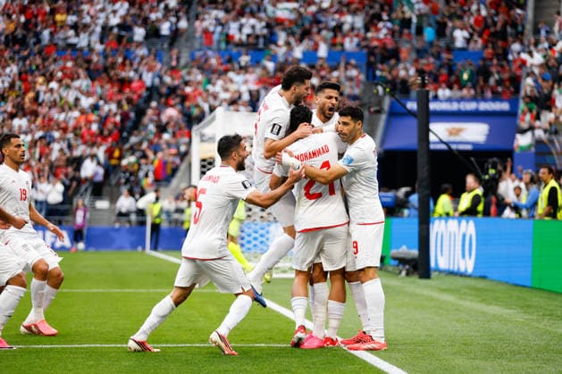 SEATTLE, WA - JUNE 26: Players from IR Iran celebrate a goal by defender Ramin Rezaeian 23 during the FIFA World Cup, WM, Weltmeisterschaft, Fussball 2026 Group G match between Egypt and IR Iran on June 26, 2026 at Seattle Stadium in Seattle, Washington. (Photo by Henry Rodenburg Icon Sportswire) SOCCER: JUN 26 FIFA World Cup 26 Group G - Egypt vs IR Iran EDITORIAL USE ONLY Icon260626019