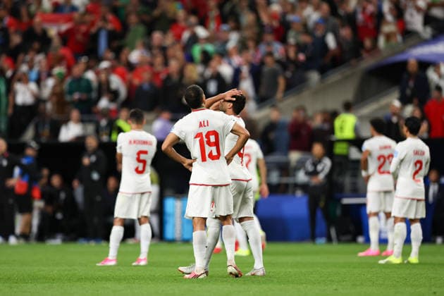 SEATTLE, WA - JUNE 26: Defender Ali Nemati 19 and defender Shoja Khalilzadeh 4 of IR Iran react after a goal is disallowed during the FIFA World Cup, WM, Weltmeisterschaft, Fussball 2026 Group G match between Egypt and IR Iran on June 26, 2026 at Seattle Stadium in Seattle, Washington. (Photo by Henry Rodenburg Icon Sportswire) SOCCER: JUN 26 FIFA World Cup 26 Group G - Egypt vs IR Iran EDITORIAL USE ONLY Icon260626025