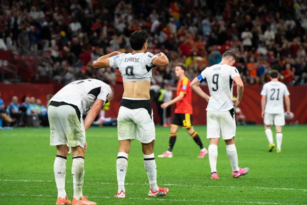 VANCOUVER, CANADA - JUNE 26: New Zealand players react in disappointment as Team Belgium scores their fifth goal during the FIFA World Cup, WM, Weltmeisterschaft, Fussball 2026 group stage match between New Zealand and Belgium at BC Place Vancouver Stadium on June 26, 2026 in Vancouver, British Columbia, Canada.  Copyright: xAmyxElle SPPx Sportspressphoto_SPR178056