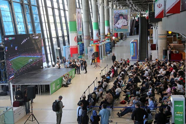 Iranians watch their national team, Nationalteam s third World Cup match on a giant screen in Tehran TEHRAN, IRAN - JUNE 27: (RESTRICTIONS: NO Access Israel Media Persian Language TV Stations Outside Iran Strictly No Access BBC Persian VOA Persian Manoto TV Iran International TV) Iranian football fans flock to Book Garden venue to support the Iran national football team in their third match of the 2026 FIFA World Cup, WM, Weltmeisterschaft, Fussball against Egypt in the capital Tehran, Iran, on June 27, 2026. Fatemeh Bahrami Anadolu Tehran Iran. Editorial use only. Please get in touch for any other usage.  Copyright: x2026xAnadoluxFatemehxBahramix