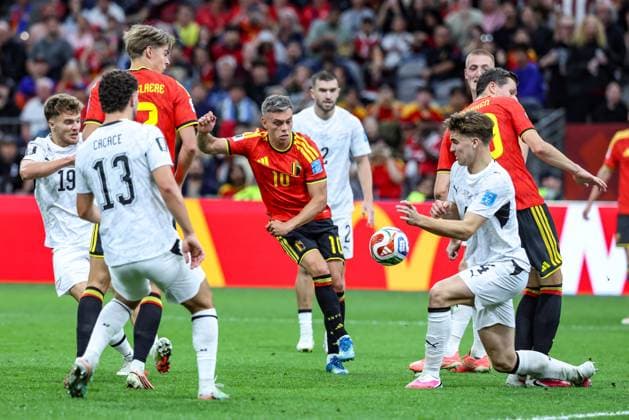 Belgium s Leandro Trossard pictured in action during a soccer game between Belgian national team, Nationalteam Red Devils and New Zealand, on Friday 26 June 2026, at the BC Place Vancouver stadium in Vancouver, Canada, the third game in the group stage of the FIFA World Cup, WM, Weltmeisterschaft, Fussball 2026. The Diables Rouges - Rode Duivels were drawn into Group G. BRUNOxFAHY  x179509159x