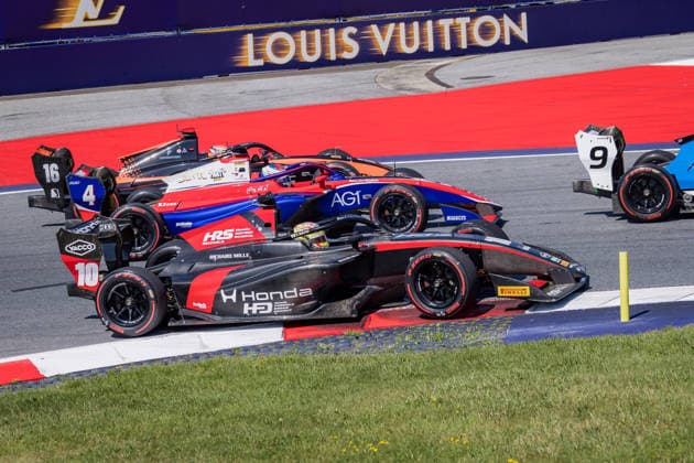 MOTORSPORTS, FORMULA 1 - GP of Austria 2026 SPIELBERG,AUSTRIA,27.JUN.26 - MOTORSPORTS, FORMULA 1 - Grand Prix of Austria, Red Bull Ring, FIA Formula 3, sprint race. Image shows Taito Kato (JPN ART Grand Prix), Noah Stromsted (DEN Trident) and Bruno Del Pino (ESP Van Amersfoort Racing).  GEPAxpictures xMatthiasxTrinkl