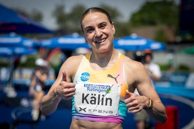 RATINGEN, GERMANY - JUNE 27, 2026 : Annik Kälin (SUI Switzerland) showing thumbs up after the 100m hurdles of the Multisport Event at Stadion Ratingen on June 27, 2026 in Ratingen, Germany. Nordrhein-Westfalen Germany Copyright: xAxelxKohringx