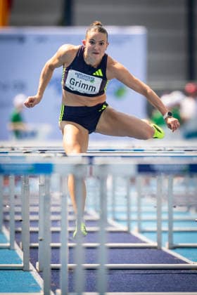 RATINGEN, GERMANY - JUNE 27, 2026 : Vanessa Grimm (GER Germany) competing in the 100m hurdles during the Multisport Event at Stadion Ratingen on June 27, 2026 in Ratingen, Germany. Nordrhein-Westfalen Germany Copyright: xAxelxKohringx