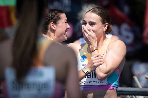 RATINGEN, GERMANY - JUNE 27, 2026 : Annik Kälin (SUI Switzerland) reacts after the 100m hurdles during the Multisport Event at Stadion Ratingen on June 27, 2026 in Ratingen, Germany. Nordrhein-Westfalen Germany Copyright: xAxelxKohringx