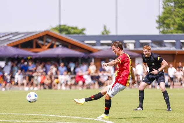 TERWOLDE , 27-06-2026 , Sportpark De Woldermarck , season 2026 2027 , Dutch Eredivisie football . friendly match between SV Terwolde and Go Ahead Eagles, GA Eagles player Melle Meulensteen scores Terwolde - Go Ahead Eagles (friendly)  x204682639x Copyright: