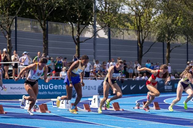 Belgian Nafissatou Nafi Thiam pictured in action during the women s 100m hurdles race, at the women s heptathlon event at the Stadtwerke Ratingen Mehrkampf-Meeting, IAAF World Athletics Combined Events Tour, in Ratingen, Germany, on Saturday 27 June 2026. BJORNxPAREE  x179530098x