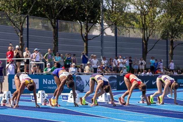 Belgian Nafissatou Nafi Thiam pictured in action during the women s 100m hurdles race, at the women s heptathlon event at the Stadtwerke Ratingen Mehrkampf-Meeting, IAAF World Athletics Combined Events Tour, in Ratingen, Germany, on Saturday 27 June 2026. BJORNxPAREE  x179530213x