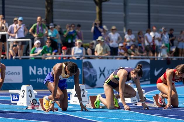 Belgian Nafissatou Nafi Thiam pictured in action during the women s 100m hurdles race, at the women s heptathlon event at the Stadtwerke Ratingen Mehrkampf-Meeting, IAAF World Athletics Combined Events Tour, in Ratingen, Germany, on Saturday 27 June 2026. BJORNxPAREE  x179530247x