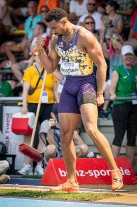 RATINGEN, GERMANY - JUNE 27, 2026 : Leo Neugebauer (GER Germany) reacts in the long jump of the decarthlon during the Multisport Event at Stadion Ratingen on June 27, 2026 in Ratingen, Germany. Nordrhein-Westfalen Germany Copyright: xAxelxKohringx