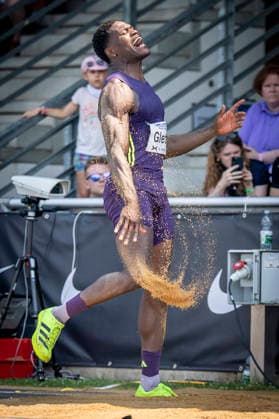 RATINGEN, GERMANY - JUNE 27, 2026 : Makenson Gletty (FRA France) reacts in the long jump of the decarthlon during the Multisport Event at Stadion Ratingen on June 27, 2026 in Ratingen, Germany. Nordrhein-Westfalen Germany Copyright: xAxelxKohringx