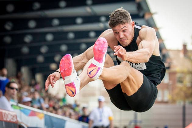 RATINGEN, GERMANY - JUNE 27, 2026 : Marcel Meyer (GER Germany) competing in the long jump of the decarthlon during the Multisport Event at Stadion Ratingen on June 27, 2026 in Ratingen, Germany. Nordrhein-Westfalen Germany Copyright: xAxelxKohringx