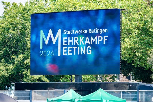 Ratingen, 27.06.2026, Leichathletik, Mehrkampf Offizielle Anzeigentafel im Stadion *** Ratingen, June 27, 2026, Track and Field, Combined Events—Official Scoreboard at the Stadium