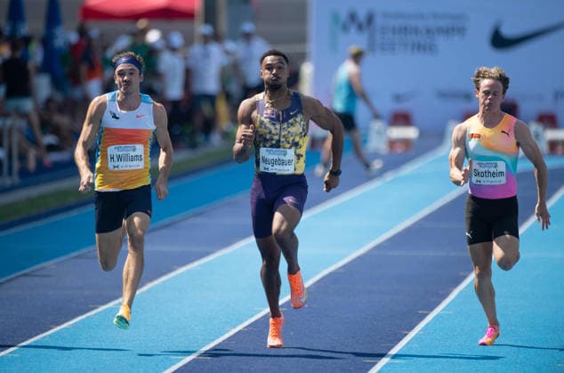 Leo NEUGEBAUER, GER, Mitte, Aktion 100m Lauf, Ratingen am 27.06.2026 Leichtathletik Stadtwerke Ratingen Mehrkampf-Meeting, vom 27.06.- 28.05.2026 in Ratingen Deutschland. Â *** Leo NEUGEBAUER, GER, Center, 100m Race, Ratingen on June 27, 2026, City of Ratingen Athletics Combined Events Meeting, held from May 28 to June 27, 2026, in Ratingen, Germany Â