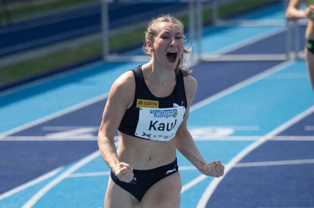 Emma KAUL, GER, Aktion 110m Huerden, Ratingen am 27.06.2026 Leichtathletik Stadtwerke Ratingen Mehrkampf-Meeting, vom 27.06.- 28.05.2026 in Ratingen Deutschland. Â *** Emma KAUL, GER, 110m hurdles, Ratingen on June 27, 2026, at the Stadtwerke Ratingen Track and Field Combined Events Meeting, held from May 28 to June 27, 2026, in Ratingen, Germany Â