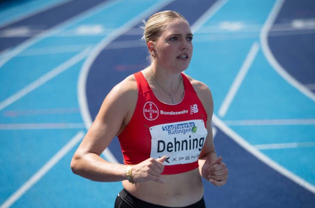 Marie DEHNNG, GER, Aktion 110m Huerden, Ratingen am 27.06.2026 Leichtathletik Stadtwerke Ratingen Mehrkampf-Meeting, vom 27.06.- 28.05.2026 in Ratingen Deutschland. Â *** Marie DEHNNG, GER, 110m Hurdles, Ratingen on June 27, 2026, at the Stadtwerke Ratingen Track and Field Combined Events Meeting, held from May 28 to June 27, 2026, in Ratingen, Germany Â