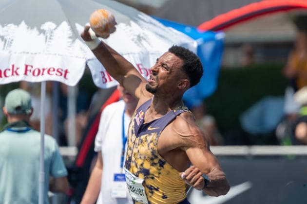 Leo Neugebauer (GER, VfB Stuttgart) bei einem Versuch im Kugelstossen. Stadtwerke Ratingen Mehrkampfmeeting 2026, Leichtathletik, 27. u. 28.06.2026 Stadtwerke Ratingen Mehrkampfmeeting 2026, Leichtathletik, 27. u. 28.06.2026 Ratingen *** Leo Neugebauer (GER), VfB Stuttgart, during a shot put attempt at the 2026 Stadtwerke Ratingen Combined Events Meeting, Track and Field, June 27 and 28, 2026; 2026 Stadtwerke Ratingen Combined Events Meeting, Track and Field, June 27 and 28, 2026, Ratingen Copyright: xEibner-Pressefoto ThomasxHaeslerx EP_THR