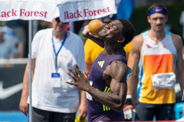 Makenson Gletty (FRA) bei einem Versuch im Kugelstossen. Stadtwerke Ratingen Mehrkampfmeeting 2026, Leichtathletik, 27. u. 28.06.2026 Stadtwerke Ratingen Mehrkampfmeeting 2026, Leichtathletik, 27. u. 28.06.2026 Ratingen *** Makenson Gletty (FRA) during a shot put attempt at the 2026 Stadtwerke Ratingen Combined Events Meeting, Track and Field, June 27 and 28, 2026; 2026 Stadtwerke Ratingen Combined Events Meeting, Track and Field, June 27 and 28, 2026, Ratingen Copyright: xEibner-Pressefoto ThomasxHaeslerx EP_THR