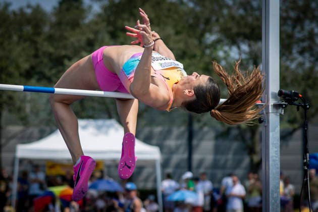 RATINGEN, GERMANY - JUNE 27, 2026 : Annik Kälin (SUI Switzerland) competing in the heptathlon’s high jump during the Multisport Event at Stadion Ratingen on June 27, 2026 in Ratingen, Germany. Nordrhein-Westfalen Germany Copyright: xAxelxKohringx