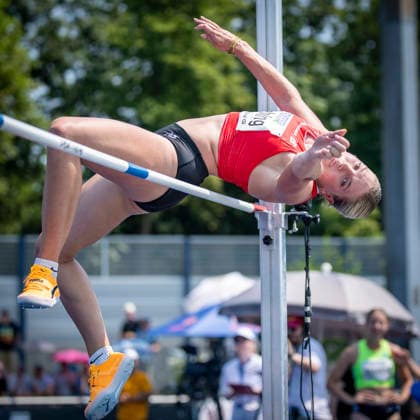 RATINGEN, GERMANY - JUNE 27, 2026 : Marie Dehning (GER Germany) competing during heptathlon’s high jump the Multisport Event at Stadion Ratingen on June 27, 2026 in Ratingen, Germany. Nordrhein-Westfalen Germany Copyright: xAxelxKohringx