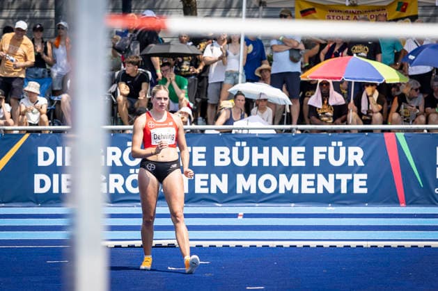 RATINGEN, GERMANY - JUNE 27, 2026 : Marie Dehning (GER Germany) competing in the high jump during the Multisport Event at Stadion Ratingen on June 27, 2026 in Ratingen, Germany. Nordrhein-Westfalen Germany Copyright: xLeahxKohringx