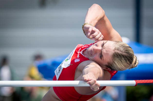 RATINGEN, GERMANY - JUNE 27, 2026 : Marie Dehning (GER Germany) competing during heptathlon’s high jump the Multisport Event at Stadion Ratingen on June 27, 2026 in Ratingen, Germany. Nordrhein-Westfalen Germany Copyright: xAxelxKohringx