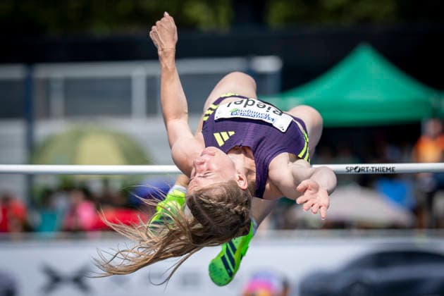 RATINGEN, GERMANY - JUNE 27, 2026 : Serina Riedel (GER Germany) competing during heptathlon’s high jump the Multisport Event at Stadion Ratingen on June 27, 2026 in Ratingen, Germany. Nordrhein-Westfalen Germany Copyright: xAxelxKohringx