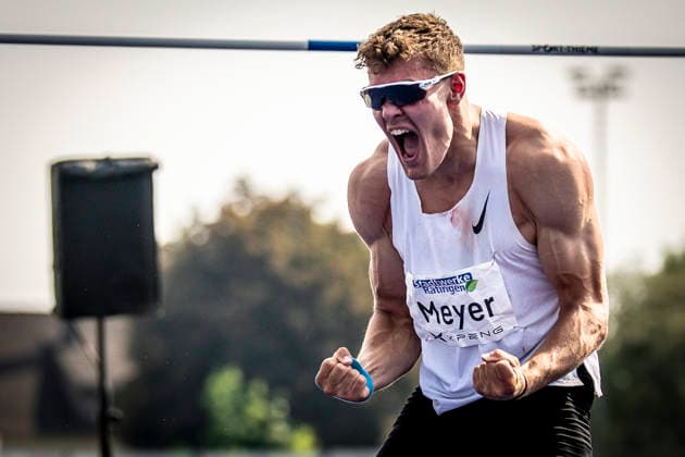 RATINGEN, GERMANY - JUNE 27, 2026 : Marcel Meyer (GER Germany) reacts after a personal best (2m) in the decathlon’s high jump during the Multisport Event at Stadion Ratingen on June 27, 2026 in Ratingen, Germany. Nordrhein-Westfalen Germany Copyright: xAxelxKohringx