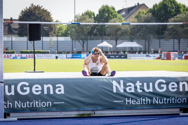 RATINGEN, GERMANY - JUNE 27, 2026 : Marcel Meyer (GER Germany) during high jump competing during the Multisport Event at Stadion Ratingen on June 27, 2026 in Ratingen, Germany. Nordrhein-Westfalen Germany Copyright: xLeahxKohringx