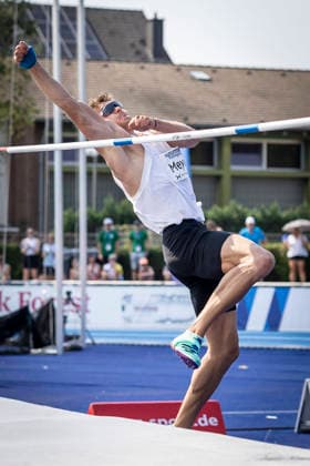 RATINGEN, GERMANY - JUNE 27, 2026 : Marcel Meyer (GER Germany) during high jump competing during the Multisport Event at Stadion Ratingen on June 27, 2026 in Ratingen, Germany. Nordrhein-Westfalen Germany Copyright: xLeahxKohringx