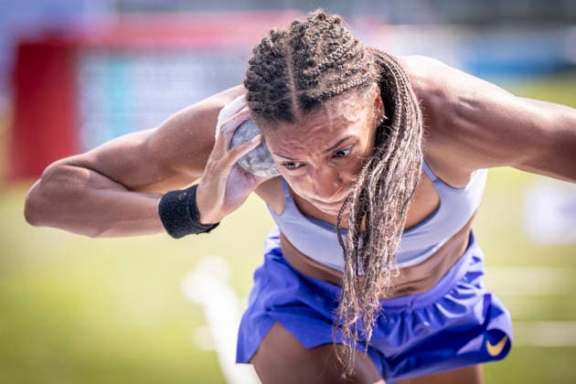 RATINGEN, GERMANY - JUNE 27, 2026 : Nafissatou Thiam (BEL Belgium) competing in the heptathlon’s shot put during the Multisport Event at Stadion Ratingen on June 27, 2026 in Ratingen, Germany. Nordrhein-Westfalen Germany Copyright: xAxelxKohringx