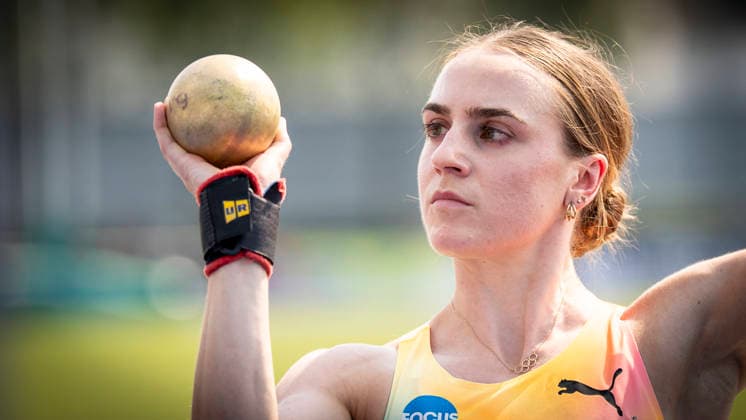 RATINGEN, GERMANY - JUNE 27, 2026 : Annik Kälin (SUI Switzerland) competing in the heptathlon’s shot put during the Multisport Event at Stadion Ratingen on June 27, 2026 in Ratingen, Germany. Nordrhein-Westfalen Germany Copyright: xAxelxKohringx