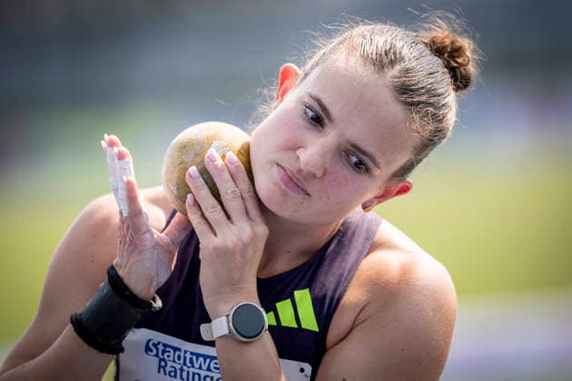 RATINGEN, GERMANY - JUNE 27, 2026 : Vanessa Grimm (GER Germany) competing in the heptathlon’s shot put during the Multisport Event at Stadion Ratingen on June 27, 2026 in Ratingen, Germany. Nordrhein-Westfalen Germany Copyright: xAxelxKohringx