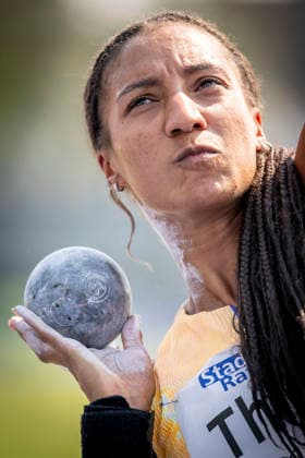 RATINGEN, GERMANY - JUNE 27, 2026 : Nafissatou Thiam (BEL Belgium) competing in the heptathlon’s shot put during the Multisport Event at Stadion Ratingen on June 27, 2026 in Ratingen, Germany. Nordrhein-Westfalen Germany Copyright: xAxelxKohringx