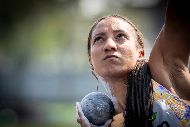 RATINGEN, GERMANY - JUNE 27, 2026 : Nafissatou Thiam (BEL Belgium) competing in the heptathlon’s shot put during the Multisport Event at Stadion Ratingen on June 27, 2026 in Ratingen, Germany. Nordrhein-Westfalen Germany Copyright: xAxelxKohringx