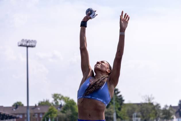 Belgian Nafissatou Nafi Thiam pictured in action during the shot put event of the women s heptathlon event at the Stadtwerke Ratingen Mehrkampf-Meeting, IAAF World Athletics Combined Events Tour, in Ratingen, Germany, on Saturday 27 June 2026. BJORNxPAREE  x179575192x