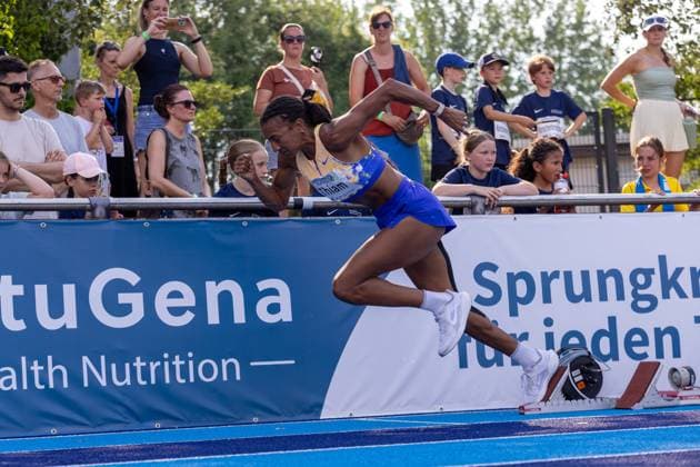 Belgian Nafissatou Nafi Thiam pictured in action during the 200m race of the women s heptathlon event at the Stadtwerke Ratingen Mehrkampf-Meeting, IAAF World Athletics Combined Events Tour, in Ratingen, Germany, on Saturday 27 June 2026. BJORNxPAREE  x179575642x