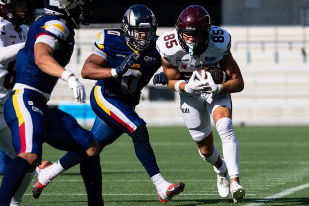 Tim Sauerland (Rhein Fire, 85), Oliver Obolela (Alpine Rams, 0). Alpine Rams vs Rhein Fire, American Football, American Football League Europe, Week 6, 2026, 27.06.2026, Copyright: xRicoxDoninellix