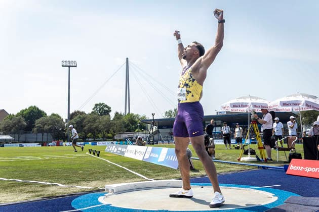 RATINGEN, GERMANY - JUNE 27, 2026 : Leo Neugebauer (GER Germany) competing in the shot put during the Multisport Event at Stadion Ratingen on June 27, 2026 in Ratingen, Germany. Nordrhein-Westfalen Germany Copyright: xLeahxKohringx