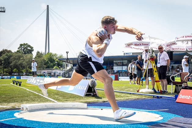 RATINGEN, GERMANY - JUNE 27, 2026 : Marcel Meyer (GER Germany) competing in the shot put during the Multisport Event at Stadion Ratingen on June 27, 2026 in Ratingen, Germany. Nordrhein-Westfalen Germany Copyright: xLeahxKohringx