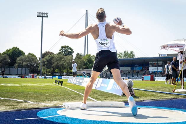 RATINGEN, GERMANY - JUNE 27, 2026 : Marcel Meyer (GER Germany) competing in the shot put during the Multisport Event at Stadion Ratingen on June 27, 2026 in Ratingen, Germany. Nordrhein-Westfalen Germany Copyright: xLeahxKohringx