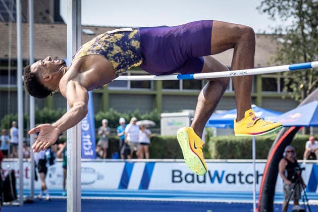 RATINGEN, GERMANY - JUNE 27, 2026 : Leo Neugebauer (GER Germany) competing in the high jump during the Multisport Event at Stadion Ratingen on June 27, 2026 in Ratingen, Germany. Nordrhein-Westfalen Germany Copyright: xLeahxKohringx