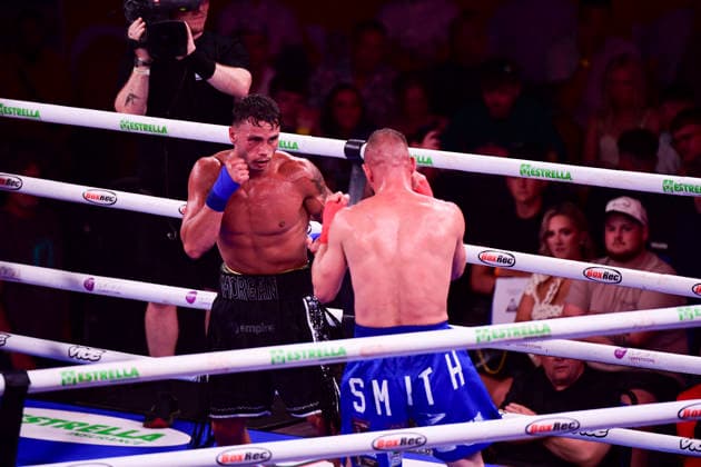 RECORD DATE NOT STATED 27th June 2026; Vindico Arena, Cardiff, Wales; BKB Bare Knuckle Boxing 55 Carnage in Cardiff; Joe Smith v Joe Morgan (Super Welterweight) - Joe Morgan knocks out Joe Smith in the 5th round AledxHopkins